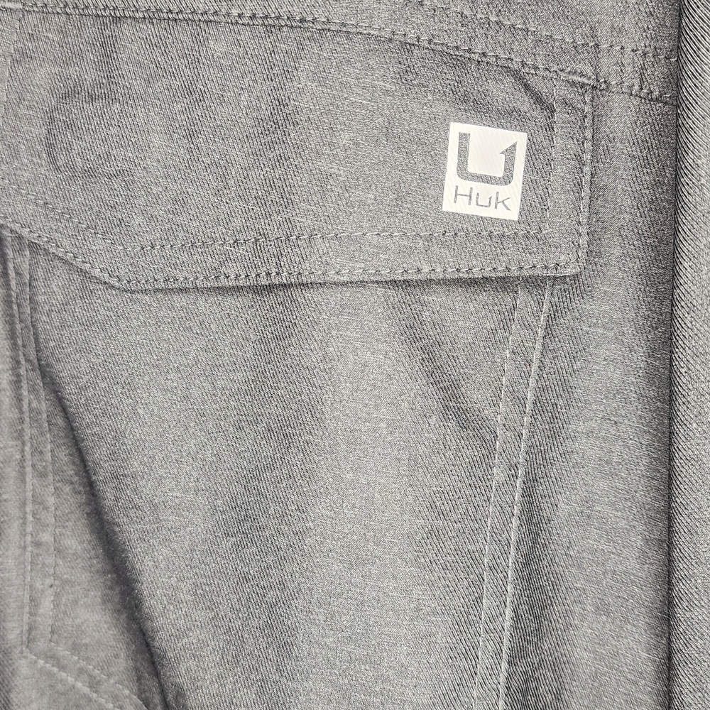 Huk Men's Casual Button Down Shirt - Gray - Picture 3 of 5